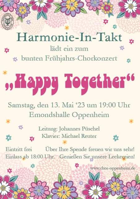Frühjahrs-Chorkonzert Harmonie in Takt am 13.05.2023